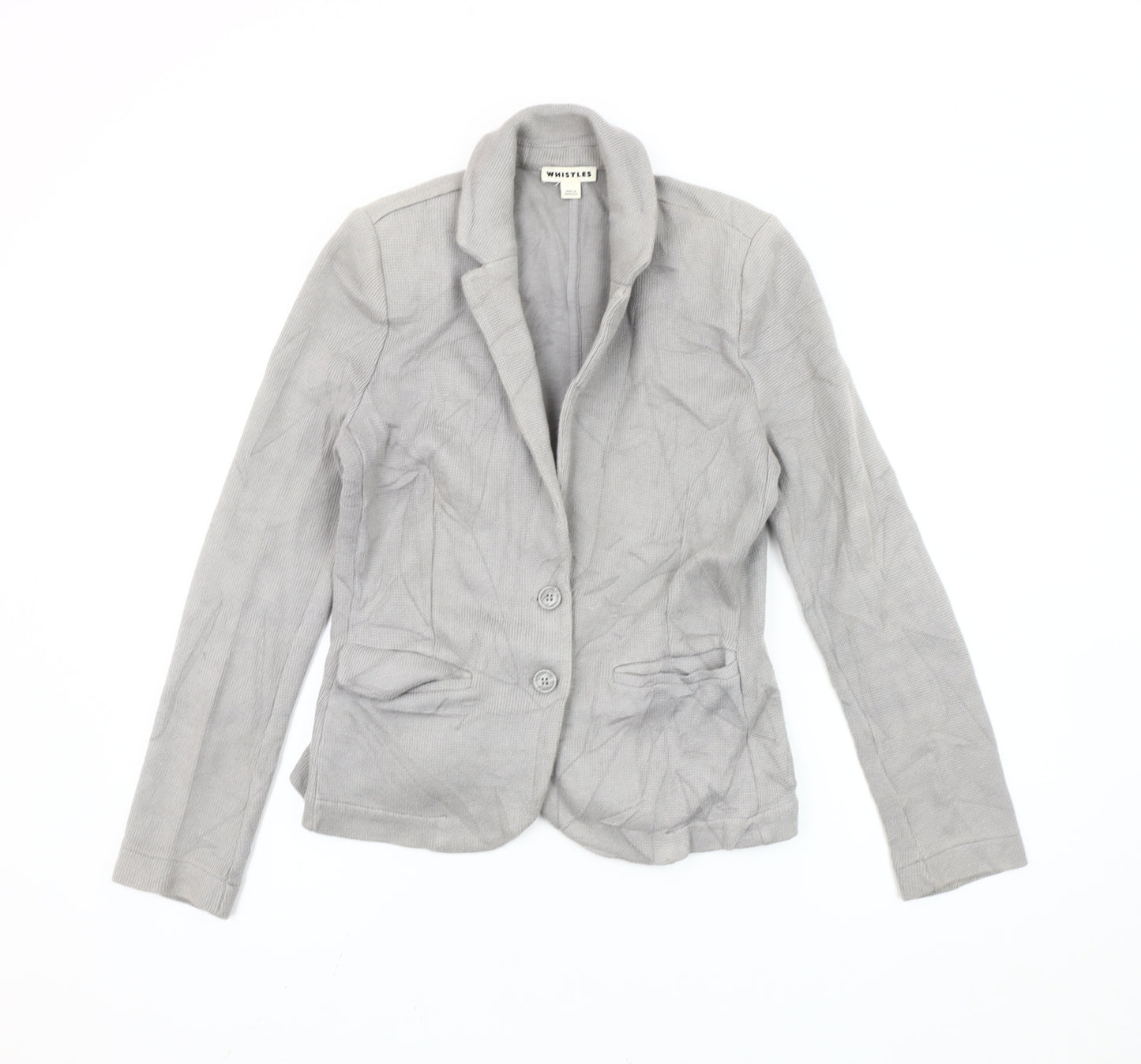 Whistles Women Grey UK 8 Slim Fit Tailored Knit Blazer