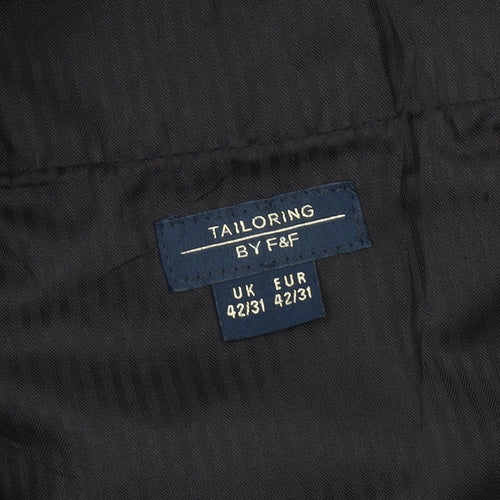 F&F Men's Black 42in Waist 31in Leg Regular Fit Dress Trousers
