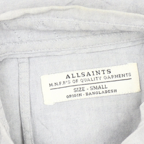 AllSaints Men's Grey Small Button-Down Collar 3/4 Sleeve Shirt