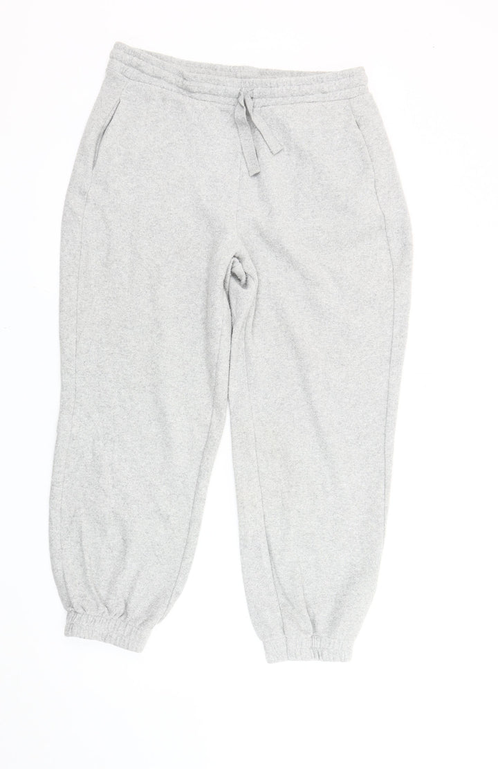 Zara Women’s Grey L Jogger Fleece Trousers Elastic Waist Pockets