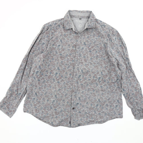 MR. JOHN POCHA Men's Multicoloured XL Floral Cotton Button-Up Shirt