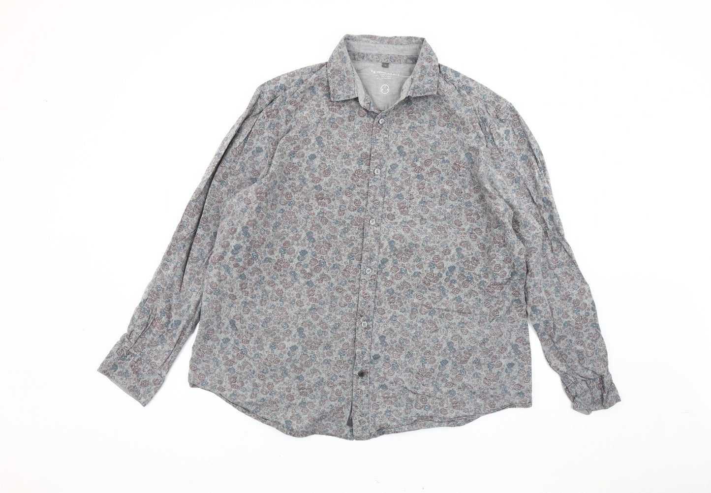 MR. JOHN POCHA Men's Multicoloured XL Floral Cotton Button-Up Shirt