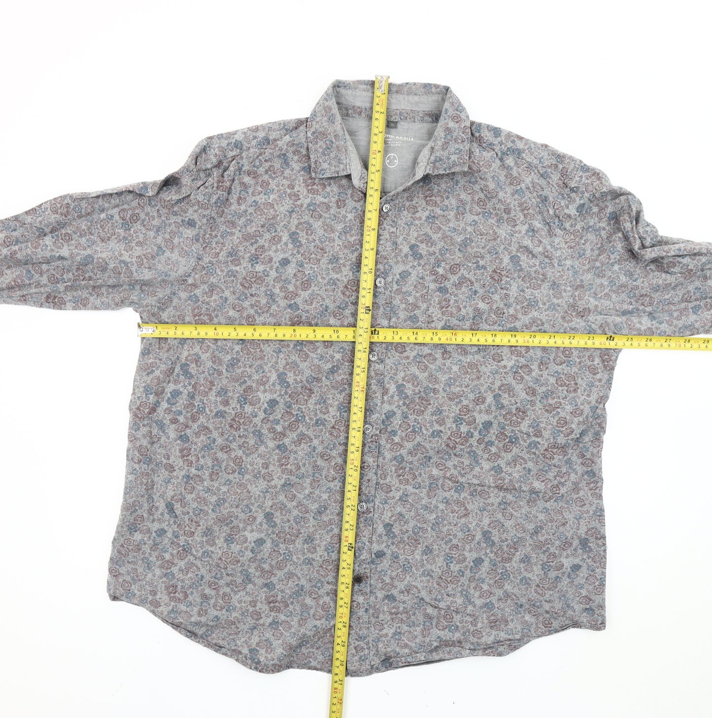 MR. JOHN POCHA Men's Multicoloured XL Floral Cotton Button-Up Shirt