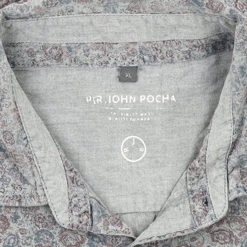 MR. JOHN POCHA Men's Multicoloured XL Floral Cotton Button-Up Shirt