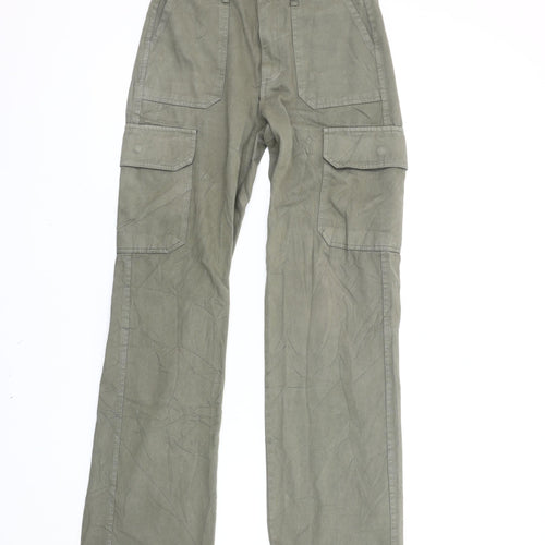 Zara Women’s Green Cargo Trousers Size 4 Regular Fit Mid Rise
