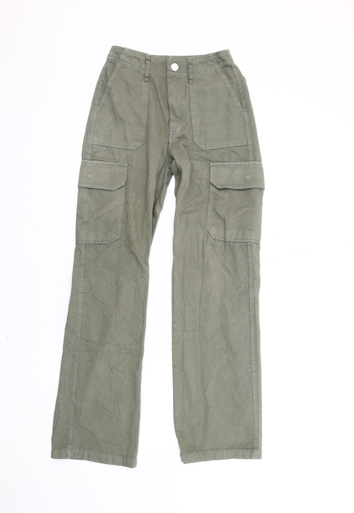Zara Women’s Green Cargo Trousers Size 4 Regular Fit Mid Rise