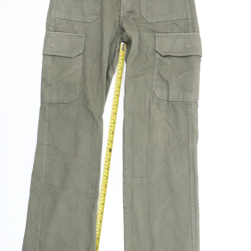 Zara Women’s Green Cargo Trousers Size 4 Regular Fit Mid Rise