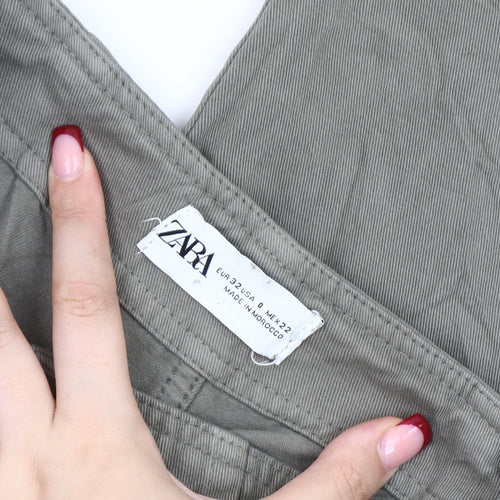 Zara Women’s Green Cargo Trousers Size 4 Regular Fit Mid Rise