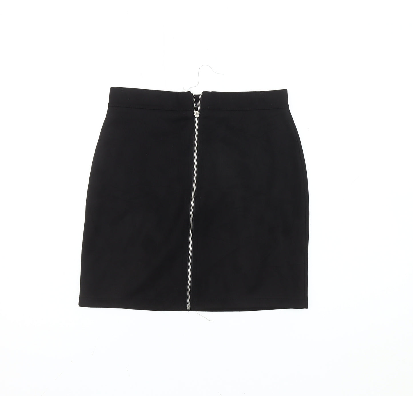 Women's Black High Rise Pencil Skirt L Italian Made Zip Detail