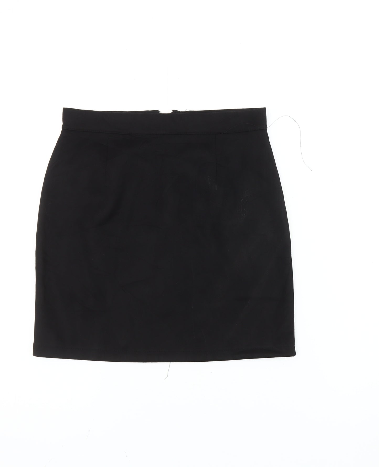 Women's Black High Rise Pencil Skirt L Italian Made Zip Detail