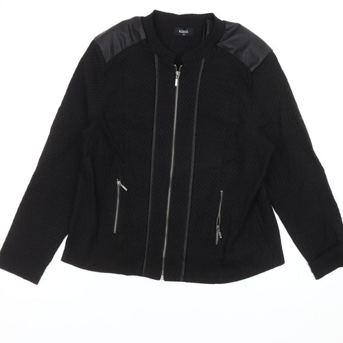 Klass Women’s Black Bomber Jacket Size 20 Full Zip Casual Autumn Winter