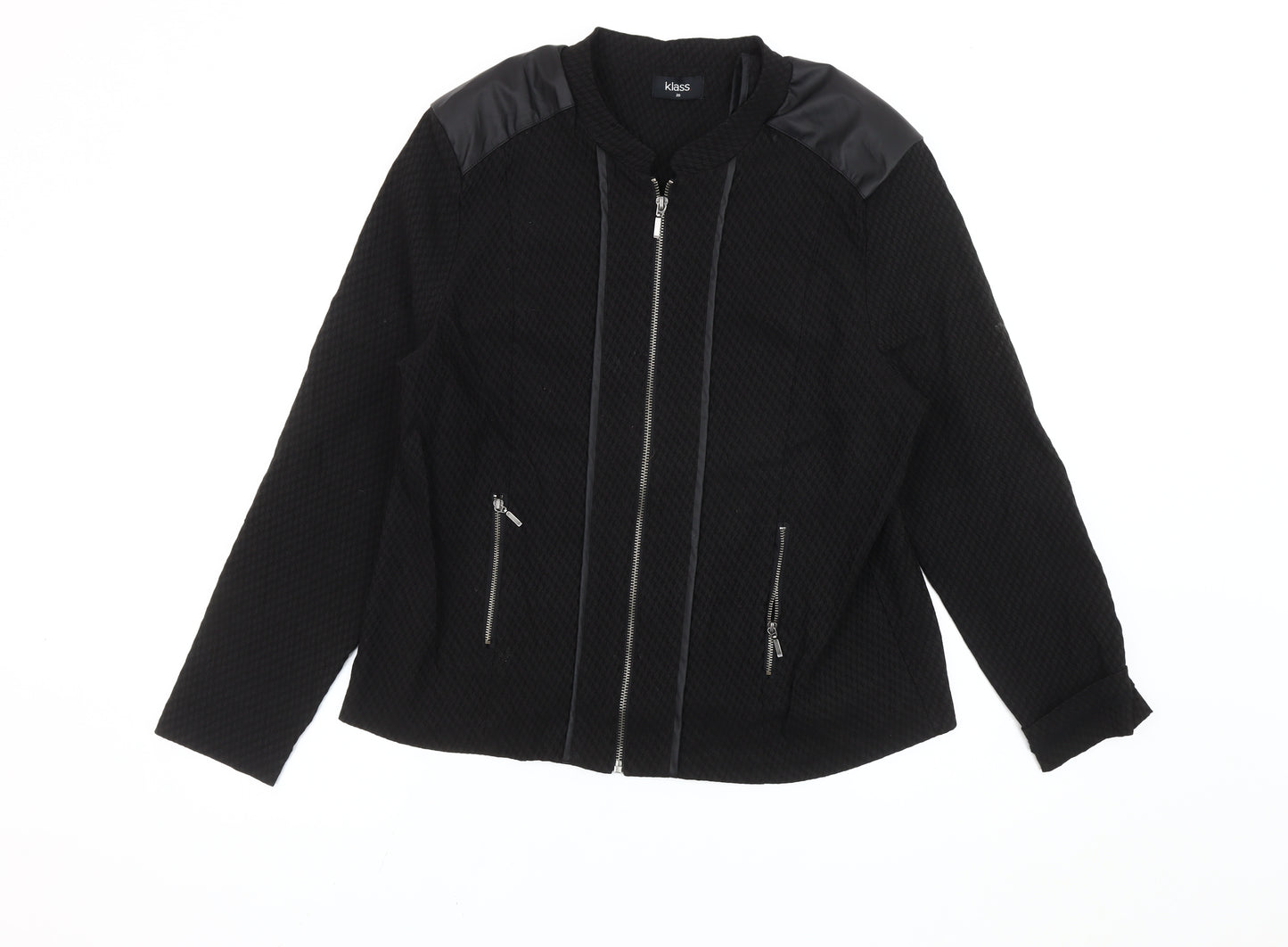 Klass Women’s Black Bomber Jacket Size 20 Full Zip Casual Autumn Winter