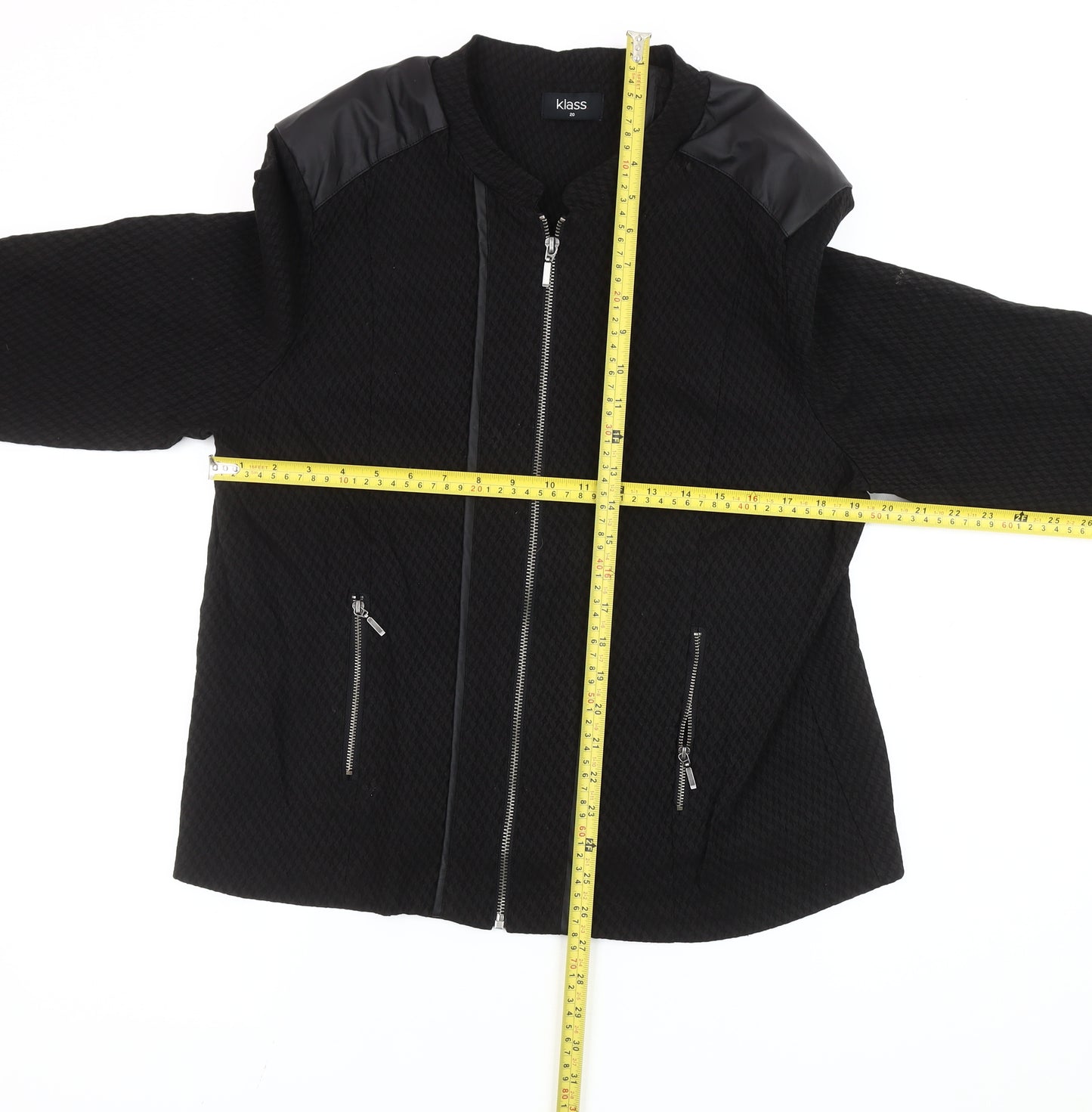 Klass Women’s Black Bomber Jacket Size 20 Full Zip Casual Autumn Winter