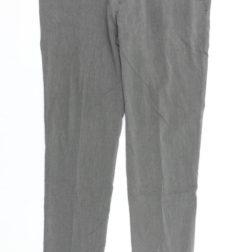 Zara Man Men's Grey Slim Fit Check Trousers Size 36 Straight Leg