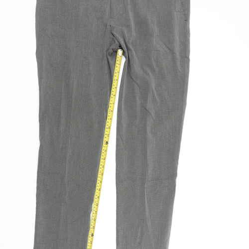 Zara Man Men's Grey Slim Fit Check Trousers Size 36 Straight Leg