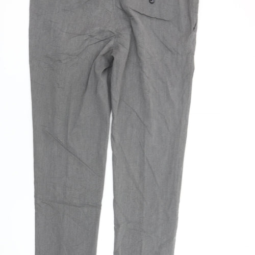 Zara Man Men's Grey Slim Fit Check Trousers Size 36 Straight Leg