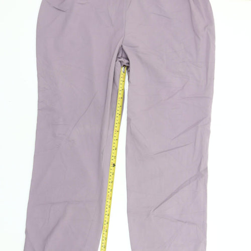 Artigiano Women’s Purple Straight-Leg Trousers Size 14 Elastic Waist