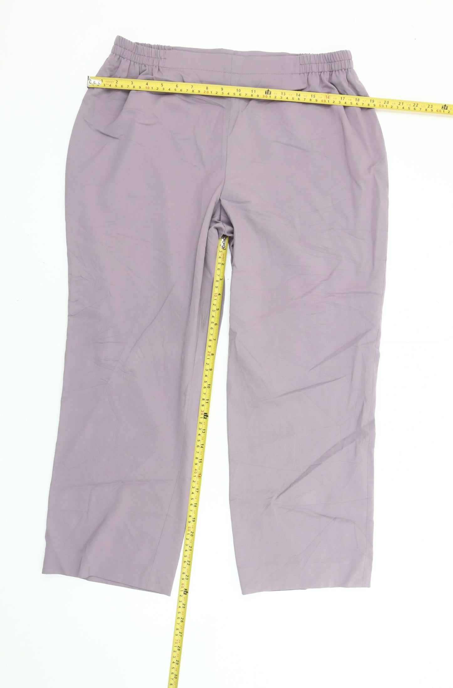Artigiano Women’s Purple Straight-Leg Trousers Size 14 Elastic Waist