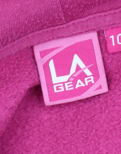 LA Gear Women's Pink Pullover Hoodie - Size 10 Regular Fit Fleece