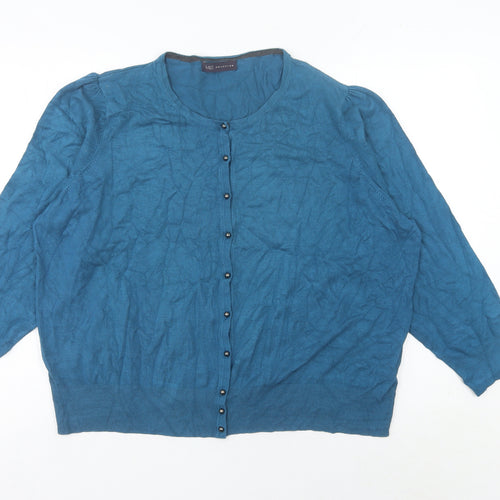 Marks and Spencer Women Blue Size 26 Cardigan Crew Neck Knit