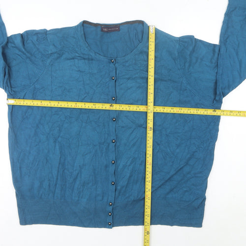 Marks and Spencer Women Blue Size 26 Cardigan Crew Neck Knit