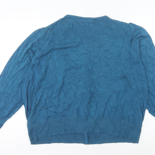 Marks and Spencer Women Blue Size 26 Cardigan Crew Neck Knit