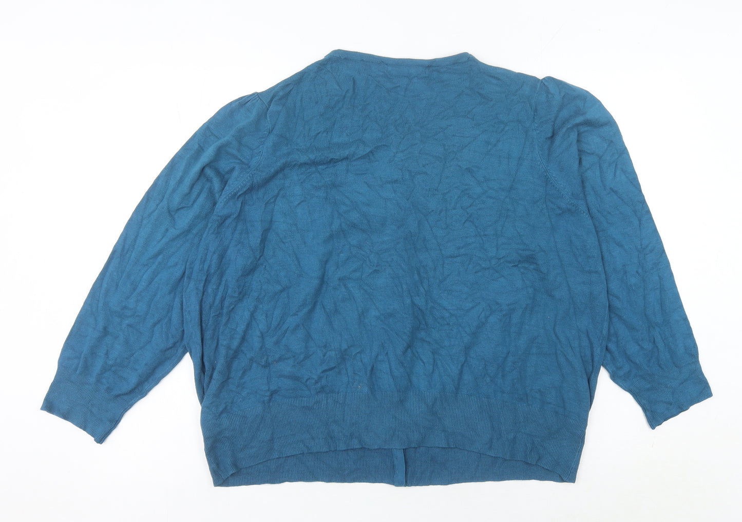Marks and Spencer Women Blue Size 26 Cardigan Crew Neck Knit