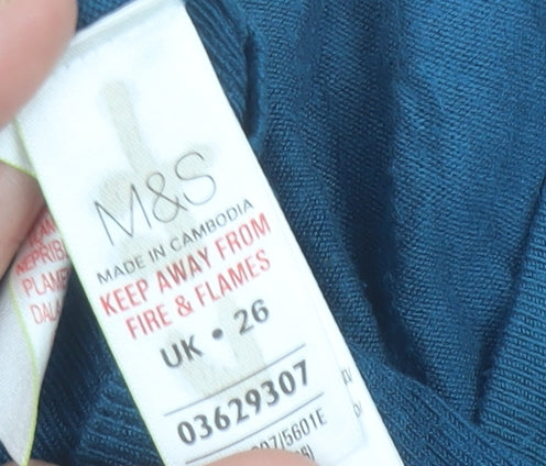 Marks and Spencer Women Blue Size 26 Cardigan Crew Neck Knit