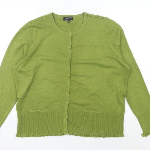 Debenhams Women’s Green Cardigan Size 22 Crew Neck Long Sleeve Knit