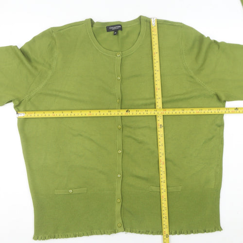 Debenhams Women’s Green Cardigan Size 22 Crew Neck Long Sleeve Knit