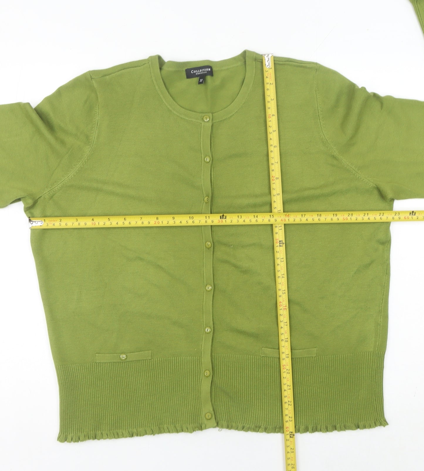 Debenhams Women’s Green Cardigan Size 22 Crew Neck Long Sleeve Knit