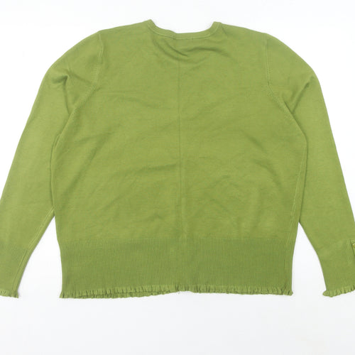 Debenhams Women’s Green Cardigan Size 22 Crew Neck Long Sleeve Knit