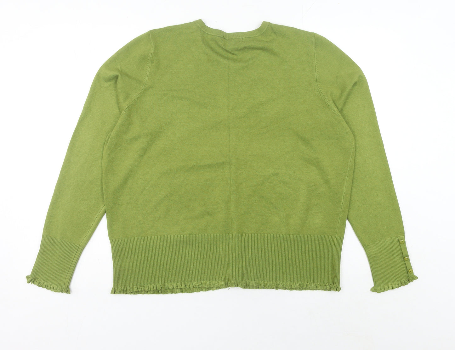 Debenhams Women’s Green Cardigan Size 22 Crew Neck Long Sleeve Knit
