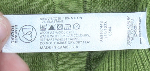 Debenhams Women’s Green Cardigan Size 22 Crew Neck Long Sleeve Knit