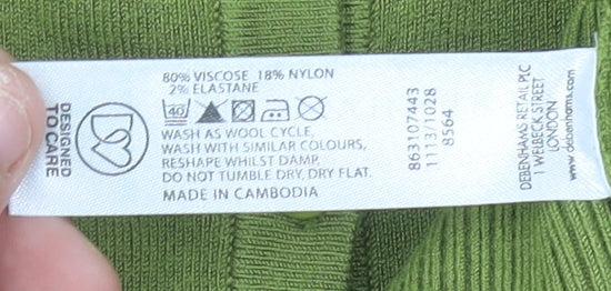 Debenhams Women’s Green Cardigan Size 22 Crew Neck Long Sleeve Knit
