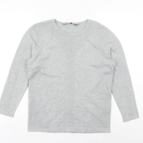 Principles Women Grey Size 12 Crew Neck Long Sleeve Pullover Jumper