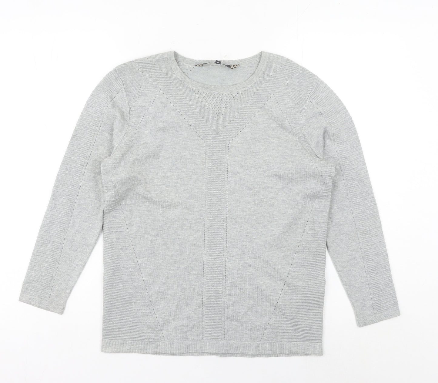 Principles Women Grey Size 12 Crew Neck Long Sleeve Pullover Jumper