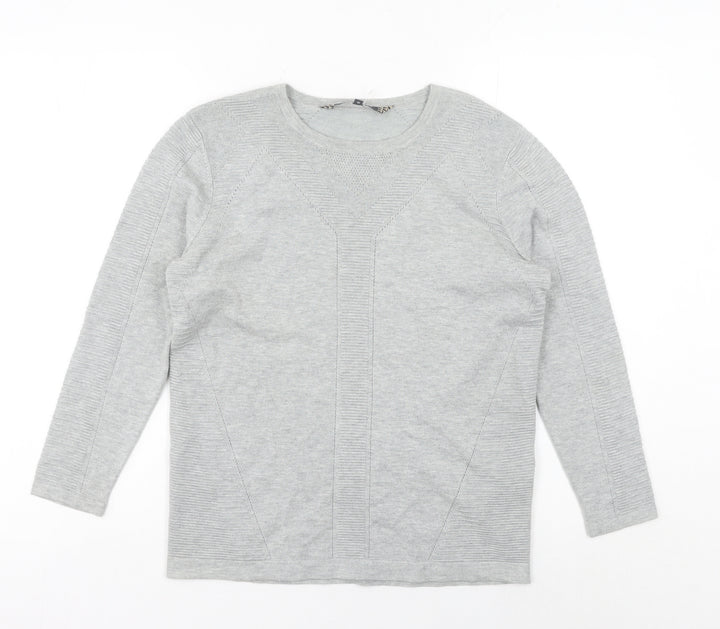 Principles Women Grey Size 12 Crew Neck Long Sleeve Pullover Jumper