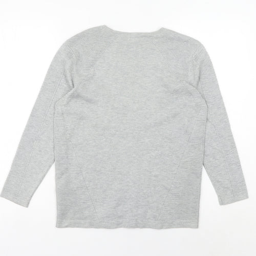 Principles Women Grey Size 12 Crew Neck Long Sleeve Pullover Jumper