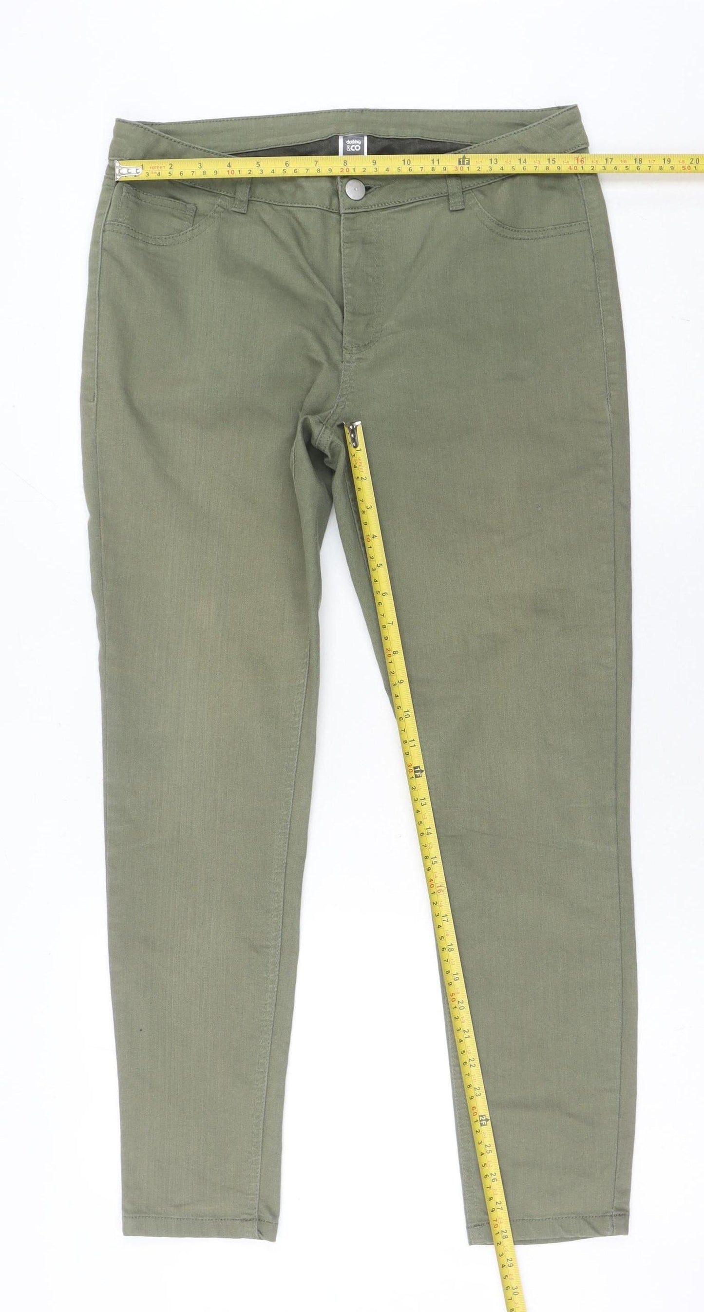 Clothing & Co Women's Green Skinny Jeans Size 14 Slim Fit Stretch