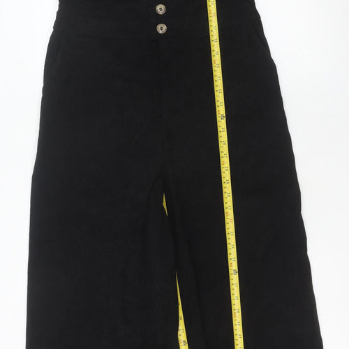 Cider Women’s Black Corduroy Dungaree Jumpsuit M Wide-Leg Sleeveless