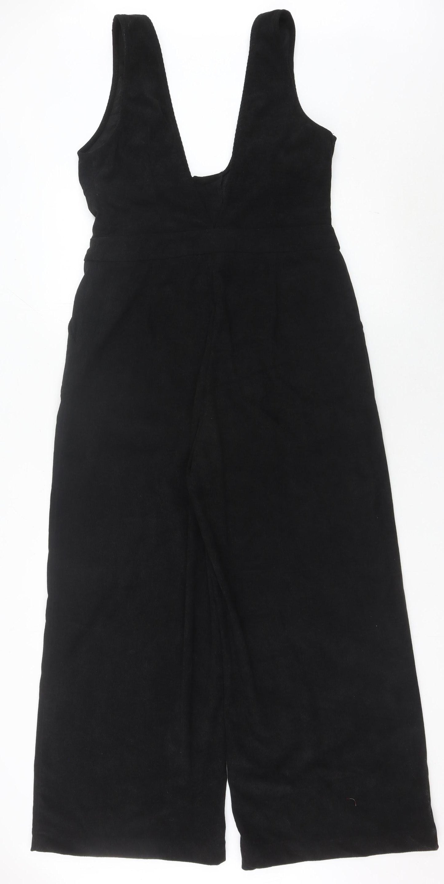 Cider Women’s Black Corduroy Dungaree Jumpsuit M Wide-Leg Sleeveless