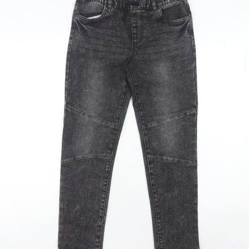 DESTINATION Boys Black Stone Wash Jeans 11 Years Straight Elastic Waist