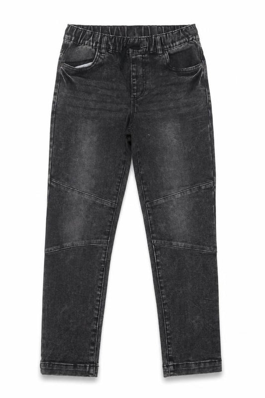DESTINATION Boys Black Stone Wash Jeans 11 Years Straight Elastic Waist