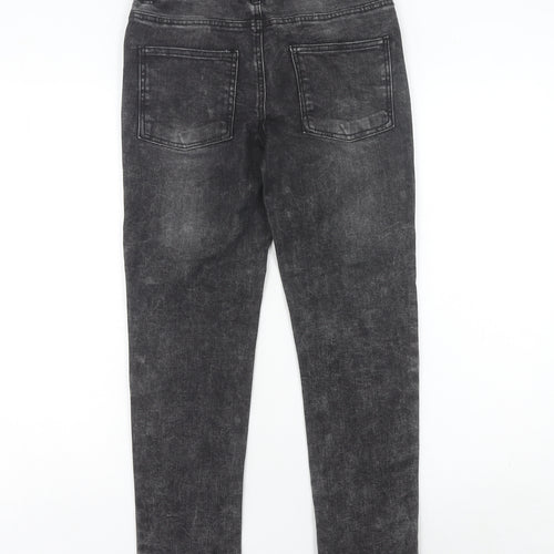 DESTINATION Boys Black Stone Wash Jeans 11 Years Straight Elastic Waist