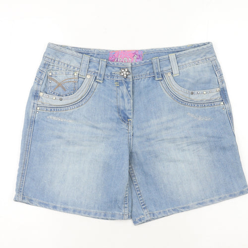 George Women’s Blue Denim Bermuda Shorts Size 12 Studded Casual
