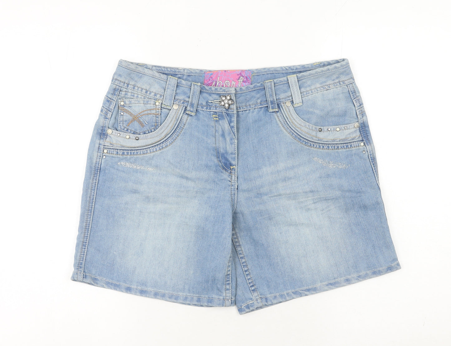 George Women’s Blue Denim Bermuda Shorts Size 12 Studded Casual
