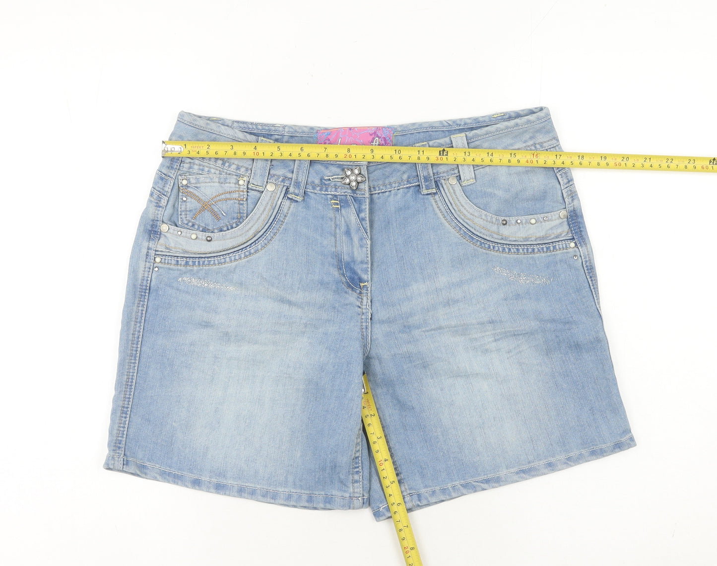 George Women’s Blue Denim Bermuda Shorts Size 12 Studded Casual