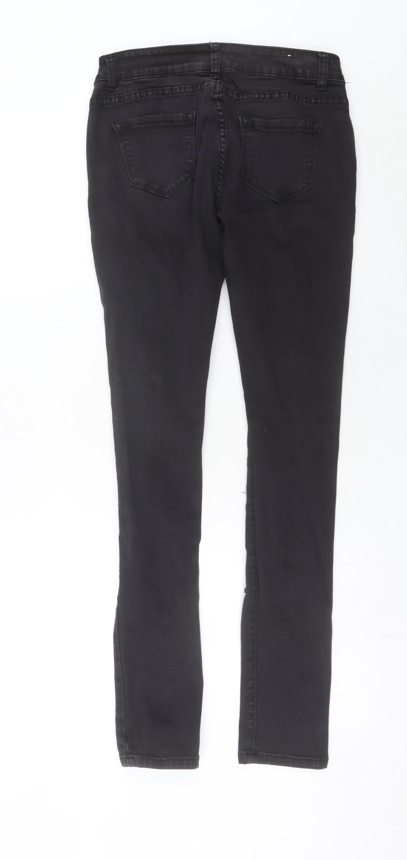 Realty Jeans Womens Black Skinny Distressed Rhinestone Slim Jeans M 28