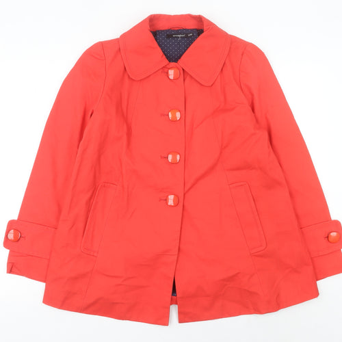 Atmosphere Women Red Cotton Mid-Length Trench Coat Size 12